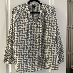 Ann Taylor Grey Houndstooth blouse.